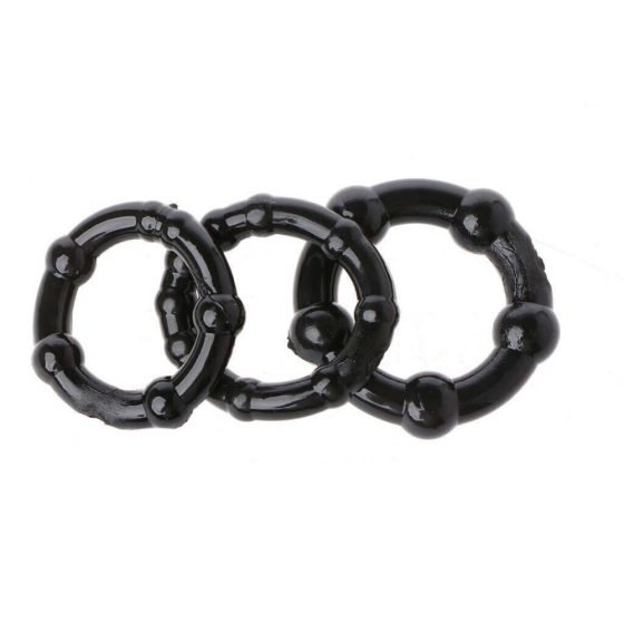 Lonely Slay Hard - penis ring set - black (3 pieces)