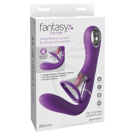 Fantasy For Her - 4 motor G-spot vibrator and tongue clitoris stimulator (purple)