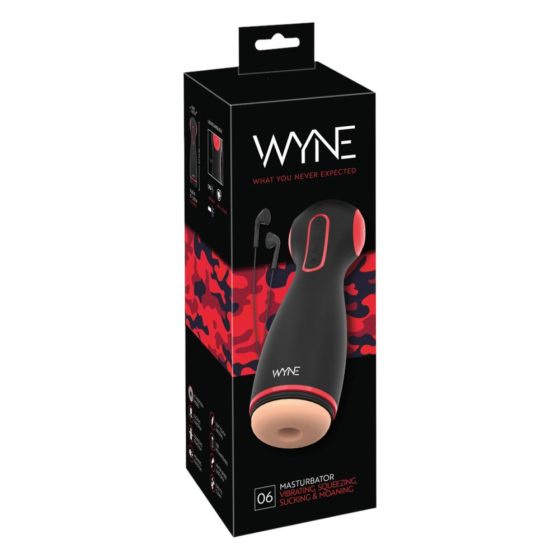 WYNE 06 - Rechargeable, vibrating-suction masturbator (black)