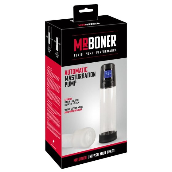 Mister Boner - battery-operated automatic penis pump (black-transparent)