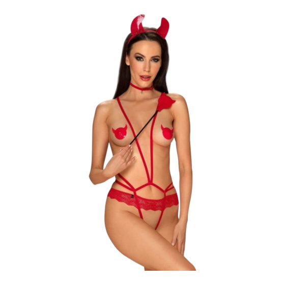 / Obsessive Evilia - ornament body harness devil costume ( 4 pieces) - L/XL