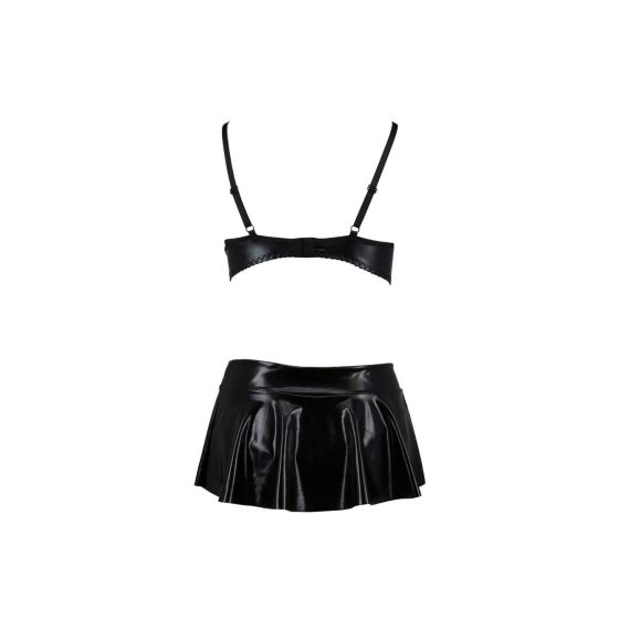Passion Deby - shiny miniskirt bra set with thong (black)