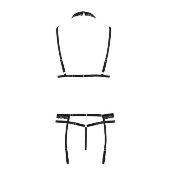 Passion Devil Shelly - Lace Body Harness Underwear Trio (Black) - L/XL