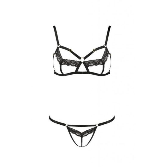 Passion Devil Solon - lace ornament bra set (black)