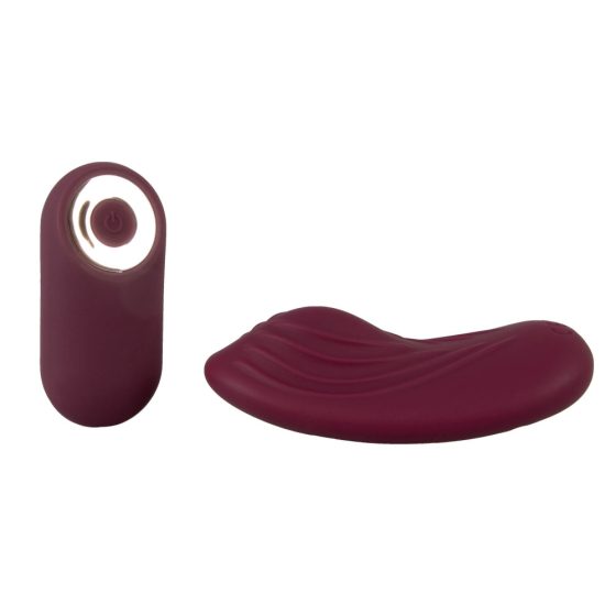 Feel the Magic Shiver - rechargeable radio-controlled panty vibrator (burgundy) - in a pouch
