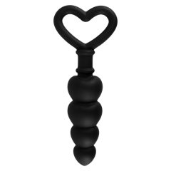 Heart-shaped anal dildo with pearls (black)