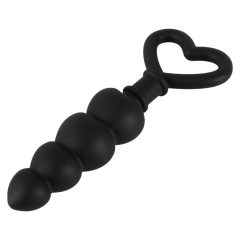 Heart-shaped anal dildo with pearls (black)