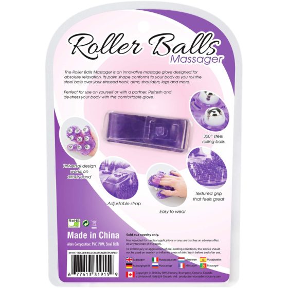 Roller Balls Massager - massaging hand pad (purple)
