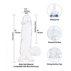   Addiction Crystal - Testicular dildo with feet (translucent) - 15cm