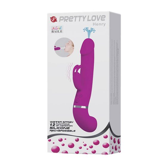Pretty Love Henry - cordless, squirting vibrator with wand (pink)