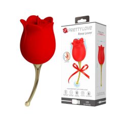   Pretty Love Rose Lover - 2in1 clitoral vibrator with tongue (red)