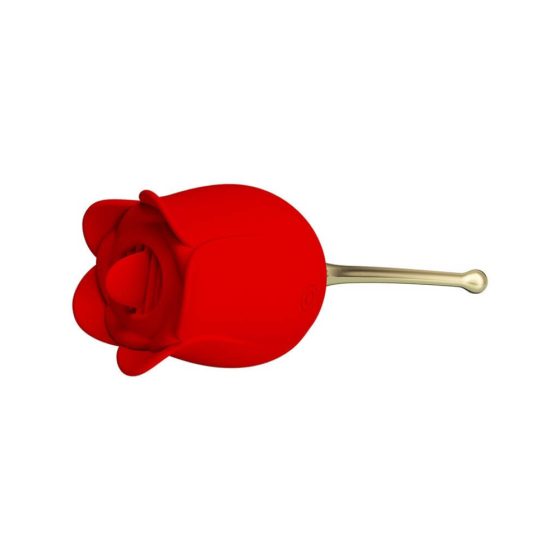 Pretty Love Rose Lover - 2in1 clitoral vibrator with tongue (red)