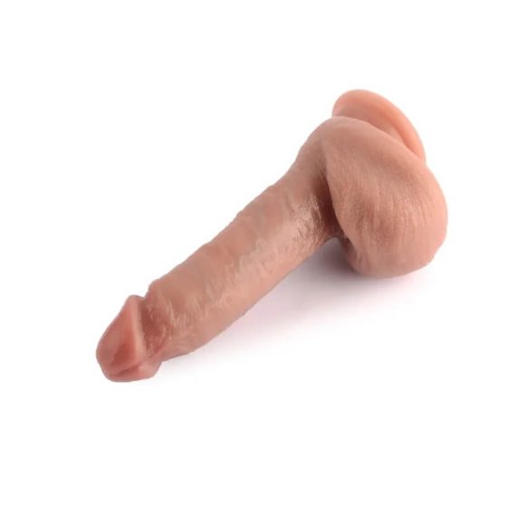 Dual Density - clamp-on, testicle dildo - 18cm (natural)