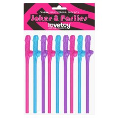 Lovetoy - realistic penis straw (pink-blue-purple)