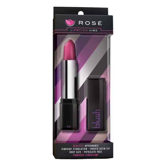 Blush Lipstick Rosé - waterproof lipstick vibrator (black-pink)
