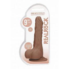   RealRock Dong 9 - lifelike testicle dildo (23cm) - dark natural