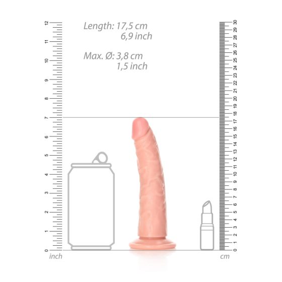 RealRock Slim - sticky, realistic dildo - 15,5cm (natural)