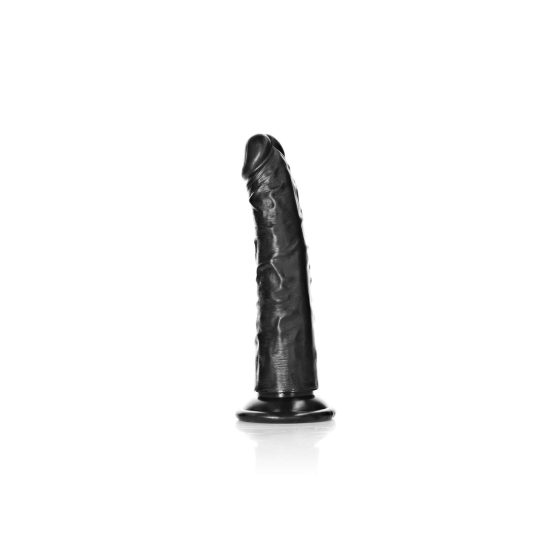 RealRock Slim - realistic dildo with sticky feet - 15,5cm (black)