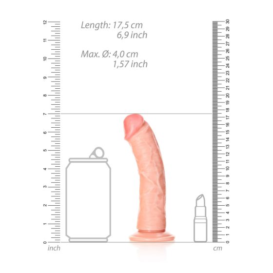 RealRock Curved - curved realistic dildo with sticky base - 15,5cm (natural)