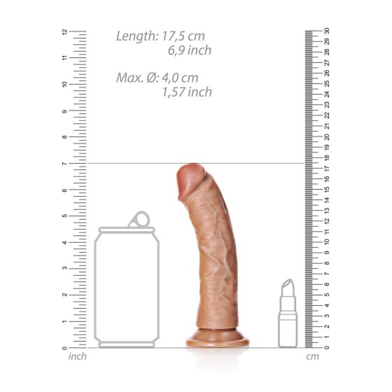RealRock Curved - Curved realistic dildo with clamp - 15,5cm (dark natural)
