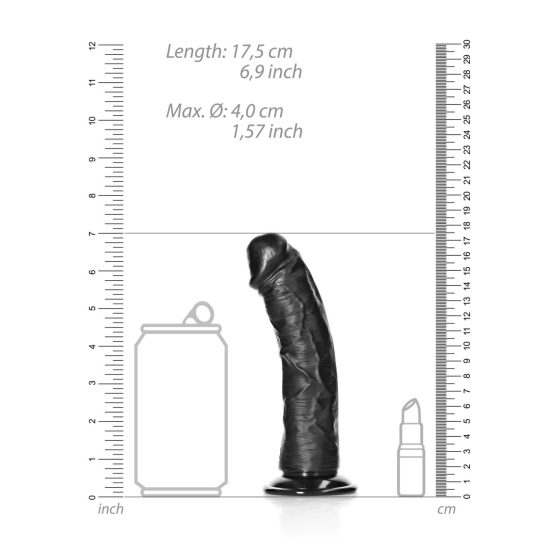 RealRock Curved - curved realistic dildo with sticky feet - 15,5cm (black)