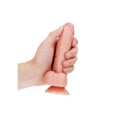   RealRock Curved - clamp-on, testicle realistic dildo - 15,5cm (natural)