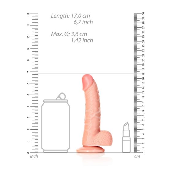 RealRock Curved - clamp-on, testicle realistic dildo - 15,5cm (natural)