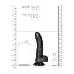   RealRock Curved - clamp-on, testicle realistic dildo - 15,5cm (black)