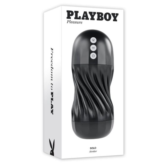 Playboy Solo Stroker - Rechargeable Suction Vibrating Masturbator (Black)