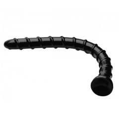   Hosed Swirl Anal Snake 18 - twisted, clamp-on, long anal dildo (black)
