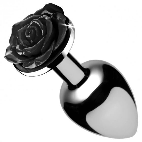 Booty Sparks Black Rose - 79g aluminium anal dildo (silver-black)