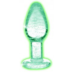   Booty Sparks Glow in the Dark - glass anal dildo (translucent) - small