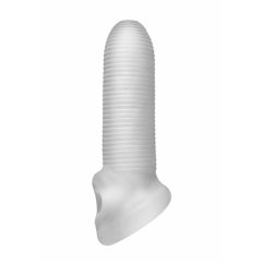 Fat Boy Micro Ribbed - penis sheath (15cm) - milk white
