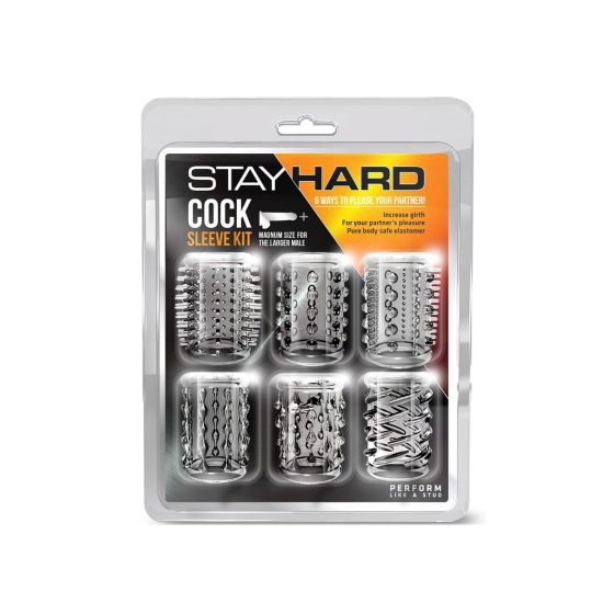 Stay Hard - penis cuff set - translucent (6pcs)