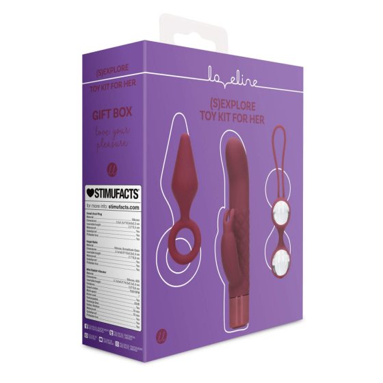 Loveline (S)explore - sex toy set for women - 3 pieces (burgundy)
