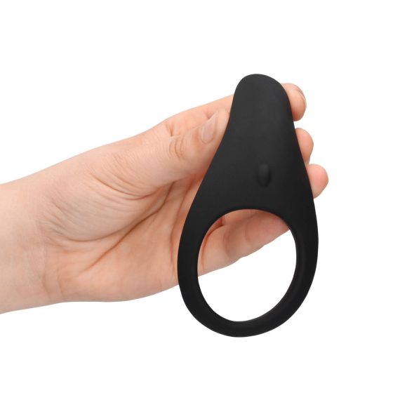 Loveline - battery-operated vibrating long penis and testicle ring (black)