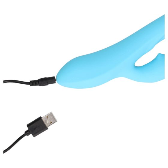 Loveline - battery-operated, waterproof, bunny vibrator with tickle lever (blue)