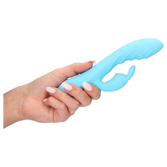 Loveline - battery-operated, waterproof, bunny vibrator with tickle lever (blue)
