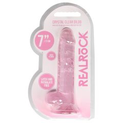 REALROCK - translucent lifelike dildo - pink (17cm)