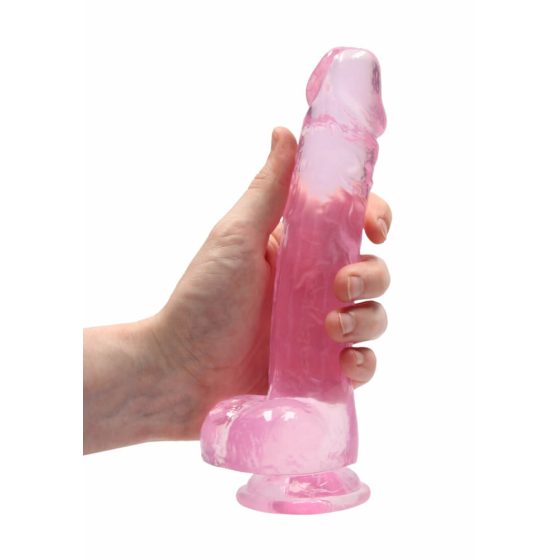 REALROCK - translucent lifelike dildo - pink (19cm)
