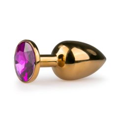   Easytoys Metal No.1 - Purple stone cone anal dildo - gold (2,5cm)