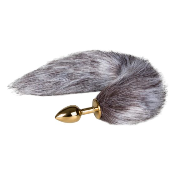 Easytoys Fox NO5 - metal anal dildo with fox tail (gold-silver)