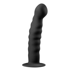Easytoys Ribbed - anal dildo with clamps (14cm) - black