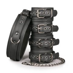   Easytoys - collar, wrist and ankle cuffs - tie-down set (black)