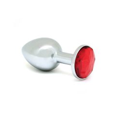 Rimba XS - red stoned metal anal dildo (silver)