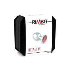 Rimba XS - red stoned metal anal dildo (silver)