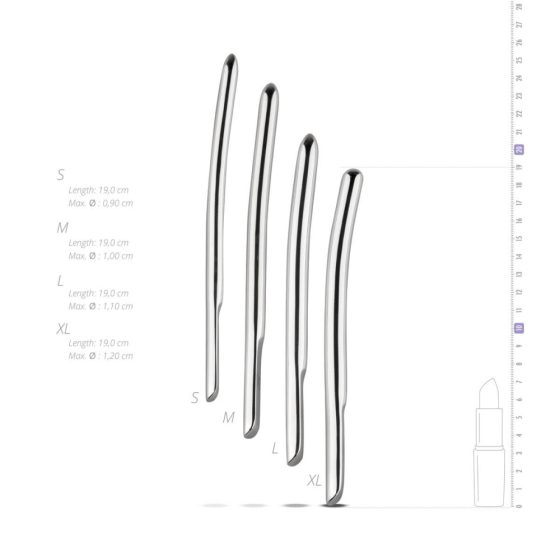 SINNER 176 - curved steel urethra dilator dildo set (4 pieces) - intermediate