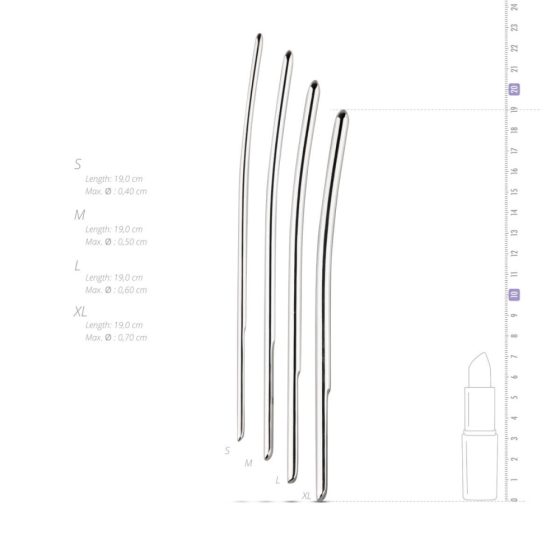 SINNER 175 - curved steel urethra dilator dildo set (4 pieces) - beginner