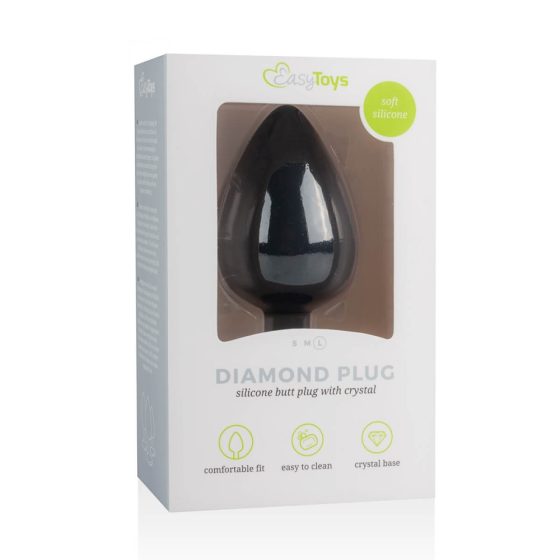 Easytoys Diamond - white stone anal dildo (large) - black
