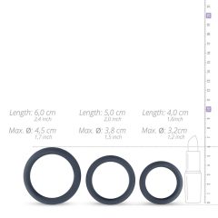 Boners - silicone penis ring set - 3db (grey)